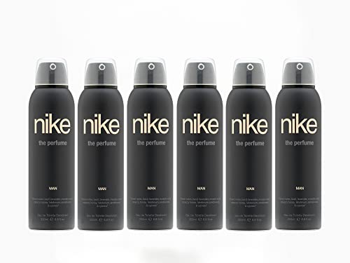 NIKE - The Perfume Man, Desodorante Hombre Spray, Pack de 6 x 200 ml, Desodorante Antimanchas para Todo Tipo de Piel, 0% Sales de Aluminio, de Larga Duración, Fragancia Aromática Amaderada