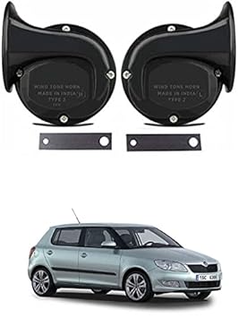 EIAC Universal Windtone Jalwa Horn (2 and 4 wheelers), Black color, Heavy plastic body, Set of 2, 12V voltage For Fabia Universal For All Models