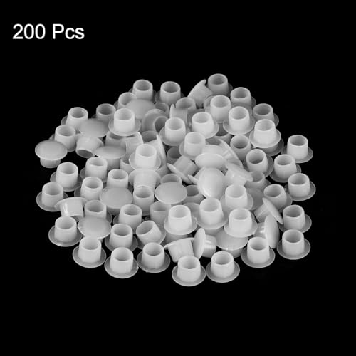 Image of uxcell 200Pcs Screw Hole Plugs, 8mm(5 /16 inch) Dia Plastic Snap in Shelf Button Flush Type Caps for Furniture Cabinet Cupboard, Clear