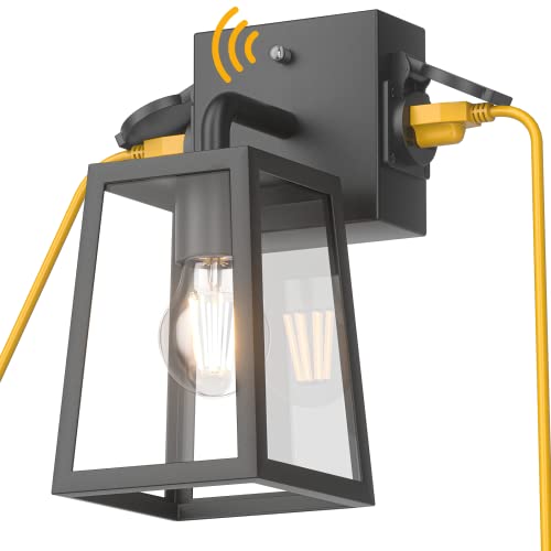 Specilite Dusk To Dawn Porch Lights With 2 Outlets, Waterproof & Anti-Rust Outdoor Light Fixture, Black Finish Exterior Light Fixture For Garage, Patio, Garden #TOP19
