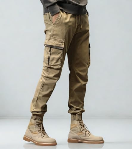 Image of L'MONTE Imported Cargo Joggers for Men | Cotton Cargo Pants for Men | Slim Fit Casual Jogger Pants | Elastic Waist Stretch Trousers
