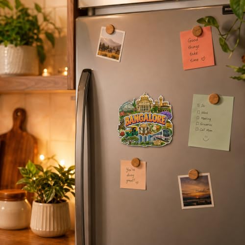 Image of Zesta Wooden Fridge Magnets Set | Refrigerator Decor Magnets for Kitchen | India Souvenir Fridge Magnet Collection | Wooden Magnet for Fridge Door Decoration (Bangalore)