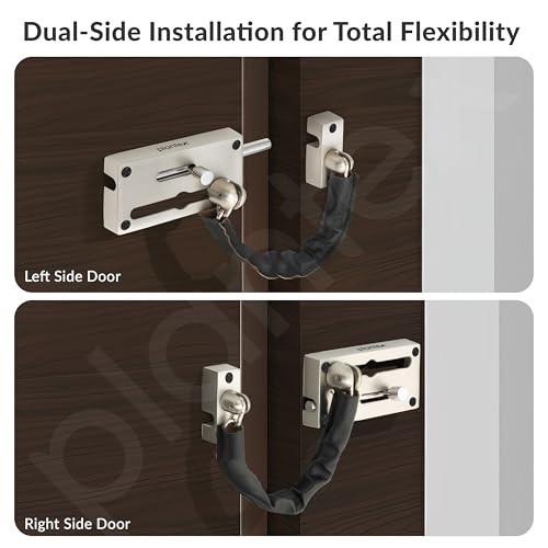 Image of Plantex Door Chain with Baby Latch /Door Chain Lock for Main Door /Latch Lock for Door /Heavy Duty Door Safety Guard Lock for Home, Hotel & Office Security - Pack of 1 (DTK-294-Satin)