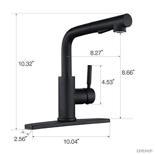 Peppermint Matte Black Kitchen Sink Faucet With Pull Down Sprayer Single Lever Black Kitchen Faucet With Pull Out Spray Low Profile Faucet For Kitchen Sink #TOP3