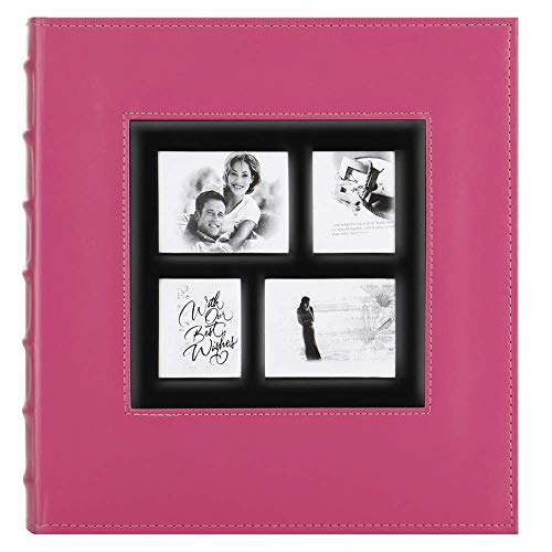 Lanpn Photo Album Self Adhesive, Sticky Picture Albums with Magnetic Pages Holds 3x5, 4x6, 5x7, 6x8, 8x10 Photos for Wedding/Anniversary/Birthday (30 Sheets / 60 Pages, Pink)