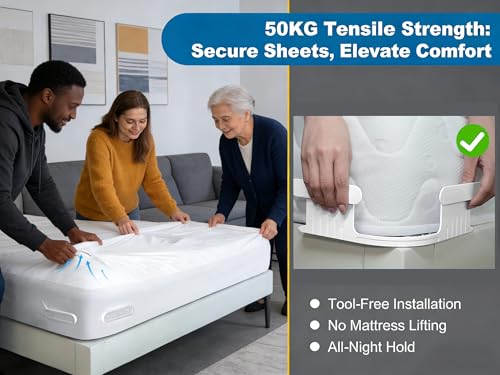 NYPRIC Sheet Holders Straps for Bed Fitted Sheets, Universal Fit Sheet Clips Fasteners, Keep Sheets Firm Tight Bed Sheet Corner Holders — view 2