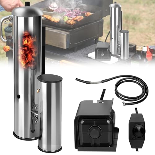 Kaltrauchgenerator aus Edelstahl Upgrade Raucherzeuger für Räucheröfen Smoker mit Pumpe Tragbares Räucherofen Elektrisch Zum Räuchern von Lebensmitteln und Fleisch BBQ Rauch-Erzeuger (Long Handled)