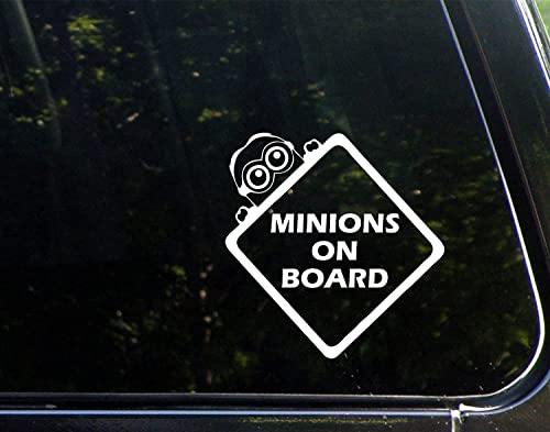 AzQuest Minion Baby ON Board Vinyl Decal Sticker for Cars LAPTOPS Walls Windows Toolbox Gift | White | 6 inches | AZQ373