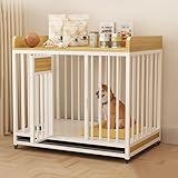 Moderne Hundebox Möbel, 70 cm große Hundebox für den Hausgebrauch, Hundehütte mit herausnehmbarer Schale, für den Innenbereich, Zwinger aus Metall und Holz, für Verschiedene Rassen geeignet (XL)
