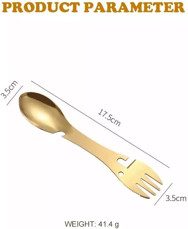 Miniatura 7 de SHOPEWISE - Juego de utensilios para acampar para viajes y actividades al aire libre, combo de cuchillo de tenedor de cuchara larga con abridor de