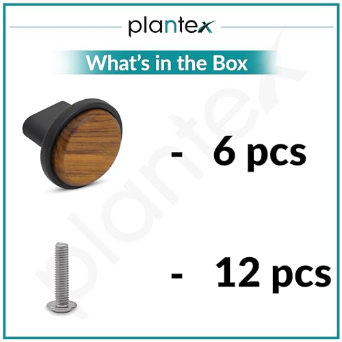 Image of Plantex Knobs for Drawer /Round Drawer Knobs /Knobs for Cabinets /Pull-Push Knobs for Kitchen /Bedroom Drawer - Pack of 6 (Small, Black & Wood)