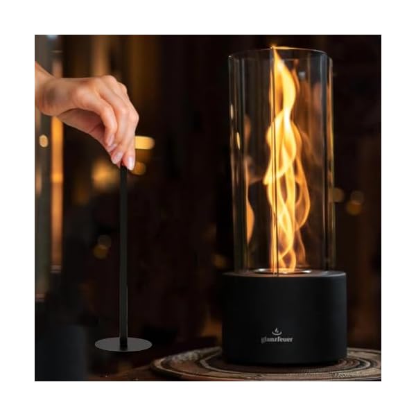 Tornado Tabletop Fire Pit [ 60-90 Mins Burn ] with Adjustable Flame Ring, Tabletop Fireplace Indoor & Outdoor Gift for Balcony Home Decor, Portable Table Top Firepit for Parties, Clear Glass Fire Pit