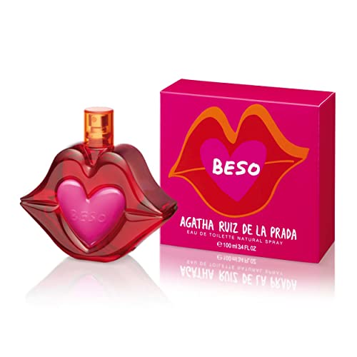 Agatha Ruiz de la Prada, Perfumes Beso, Eau de Toilette para Mujer, Larga duración, Fragancia alegre, moderna y con encanto, Notas cítricas, florales, manzana y jazmín, Optimo uso diario, 100 ml