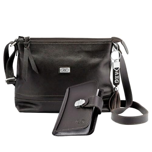 Kit Bolsa com Carteira TREVISO em Couro (Preto)