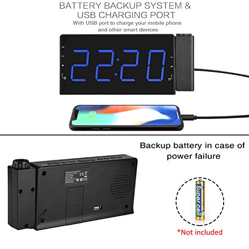 Leeqin Projection Alarm Clock, Fm Radio Alarm Clock With Usb Charging Port, 3 Dimmers, 12 Hrs Display, Snooze Setting And Battery Backup For Bedrooms, Ceiling, Kitchen And Home #TOP5