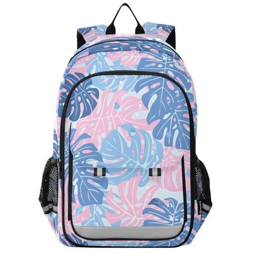 Sac à dos ordinateur portable et scolaire à motif feuilles de monstera