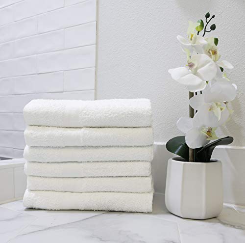 Pacific Linens Lightweight Thin Bath Towels Set - 22 X 44 Inches 100% Cotton - High Absorbent, Quick Dry, Commercial Use Towel - Bulk Hotel Collection Large Towels For Pool, Spa, Gym, Home (24, White) #TOP2