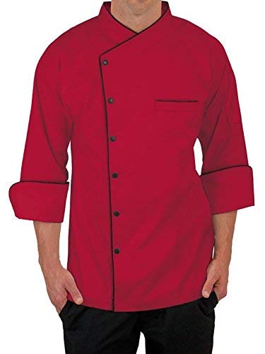 Image of Men's 3 /4 Sleeves Black Polycotton White Piping Contrast Chef Coat