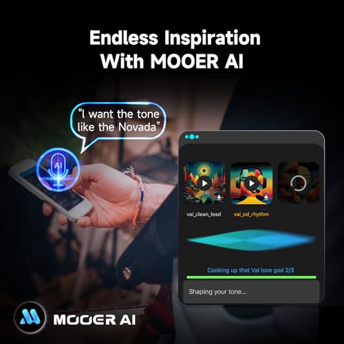 MOOER F15i AI Smart Guitar Amp Touch Screen 15W With Effects Application, 6 Hours Playtime, 55 Amp Models, 66 Effects Types, Loop/Drum Machine/Mod/Reverb/Delay, OTC Record For Electric Guitar And Bass
