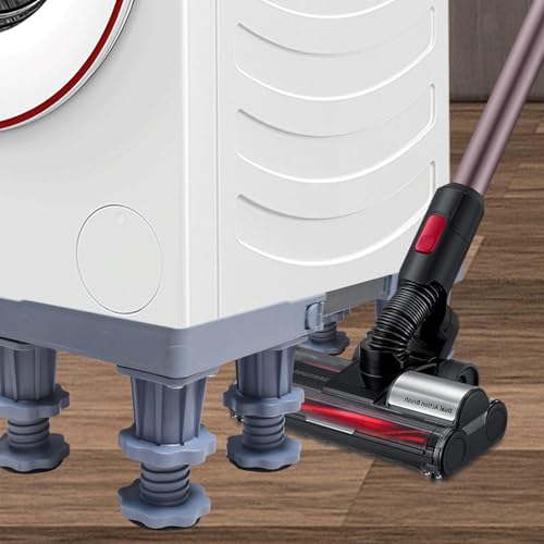 Waschmaschinen Untergestell 2 Barrel mit 12 Füßen Verstellbare Rostfreier Waschmaschine Untergestell 45-68cm für Kühlschrank, Waschmaschine, Rockner, Gefrierschrank (Grey)