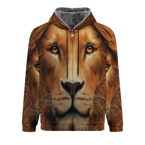 Sweat polaire zippé homme motif lion cadeau idéal