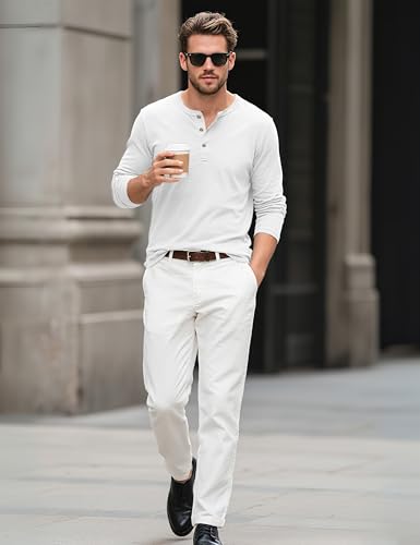 EKLENTSON Men's Long Sleeve Henley Cotton T Shirt Lightweight Pullover Shirt Casual 3 Button Undershirt Solid Basic Tops4