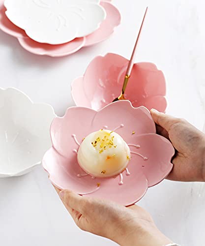 Jusalpha Pink Cherry Blossom 3-Piece Dinnerware Plate Set (Cherry Blossom Plate Set (3) #TOP3