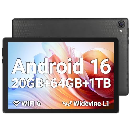 Image of Jeazans Tablet, 10.1 inch Android 16 Tablet, 20GB RAM 64GB ROM 1TB Expand, 6000mAh Battery, Dual 5MP+8MP Camera, 1280x800 IPS HD Touchscreen, Widevine L1, Wi-Fi 6 BT 5.4 GMS Certified, Face Unlock