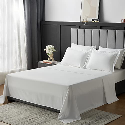 Qsteheml King Comforter Set 7 Pieces, Solid Color Off White King Bedding Sets, Soft King Bed In A Bag With Comforter, Flat Sheet, Fitted Sheet, Pillow Shams And Pillowcases For All Season #TOP1