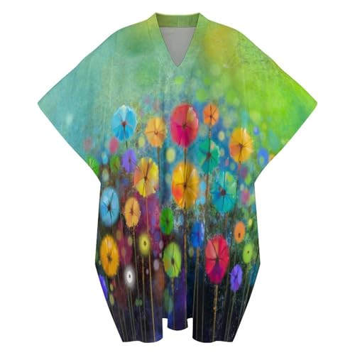 Seasonal Spring Summer Flowers Pattern Men's V-neck Robe Middle East Arabian Robe Butterfly Sleeves Kaftan4