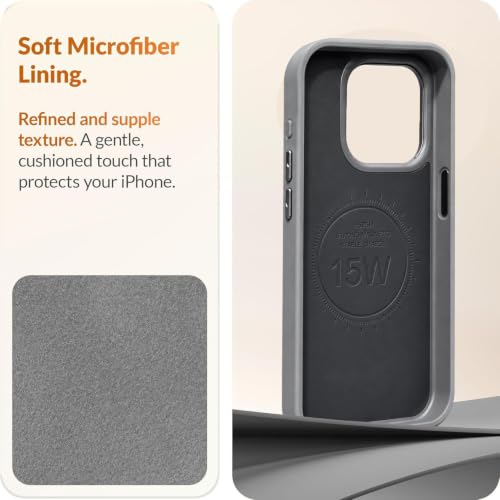 Image of DIZORO Leather Case for iPhone 15 Pro, Men Women Luxury Elegant Slim Business PU Cover Soft Non-Slip Grip Shockproof Anti-Scratch Protective Back Cover Titanium White