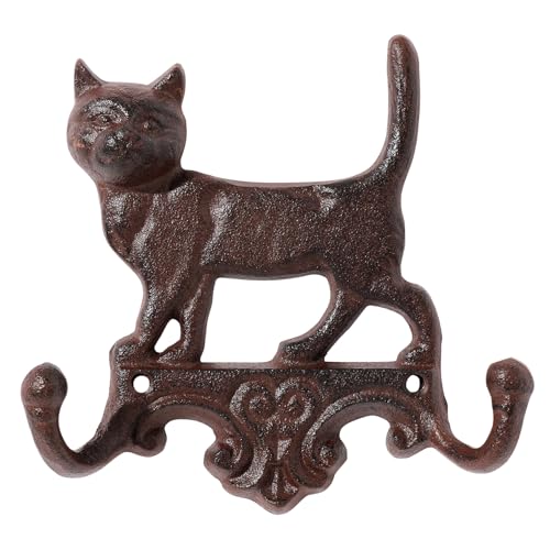 Image of HonorHut Cat Double Hooks with Screws Rustic Heavy Duty Wall Hooks Vintage Decorative Back Door Key Hangers