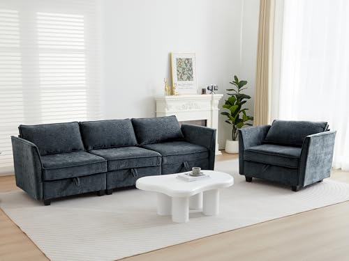 ORRD 2 Piece Modular Sectional Sofa Set, Convertible Couch with Storage, Sofa Modular for Living Room, Office (Blue Grey)