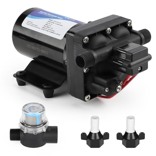 Image of 4048-153-E75 RV Water Pump, 12V 4.5 GPM, 55 PSI, 13 Amps Multi-Fixture Automatic Demand Pump for RV Caravan Marine Yacht Replaces# 4048153E75S
