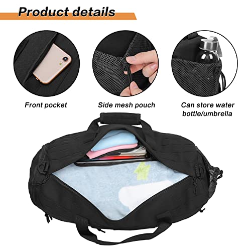 MOSISO Sports Gym Bag, 40L Tactical Duffel Bag Travel Weekender Workout Fitness Duffel Bag for Men Women with Shoes Compartment, Black3
