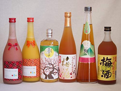 カラフル梅酒6本セット(ミルクたっぷりいちごの梅酒 ミルクたっぷりマンゴーの梅酒 芋焼酎仕込五代梅酒(鹿児島) 高千穂産梅使用熟成梅酒 手作り梅酒(宮崎県) 樽熟梅酒天空の月(大分)) 720ml×6本