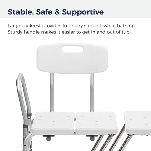 Drive Medical Splash Defense Tub Transfer Bench for Bathtub - U-Shaped Shower Curtain Guard - Adjustable Height - Reversible Design - 400 Lb Capacity - Safe Bathing Aid - White by Drive Medical - Image 6