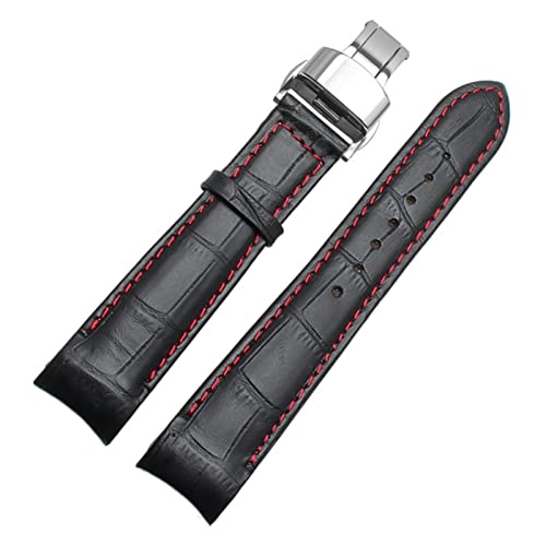 Montre en cuir véritable 22mm Courbé End compatible Citizen BT0001 noir blanc