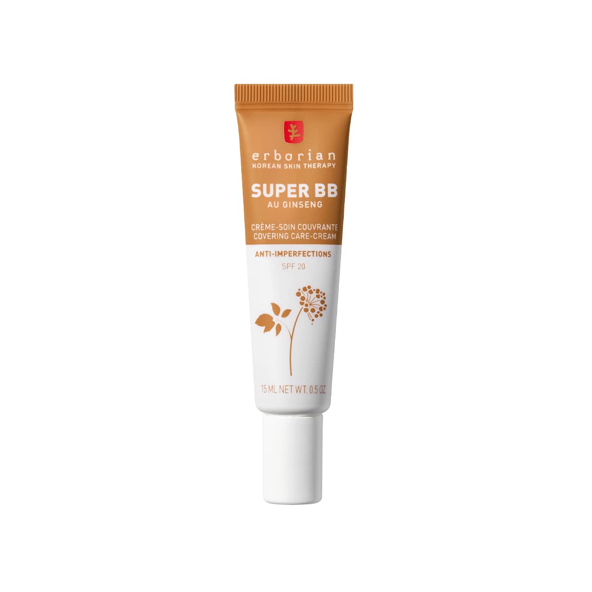 Erborian – Ginseng Super BB Cream – Tratamiento facial con tinte anti-imperfecciones de alta cobertura – Corrector y perfeccionador de teint – Protección solar SPF 20 – Tratamiento cosmético coreano