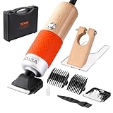 VEVOR Trimmer Guide 200W Electric Carver, 6-Speed Adjustable, Wooden Handle Carpet Carving Clippers, Shears with 2 Blades, for Handmade Rug Cleaning and Tuft, Orange