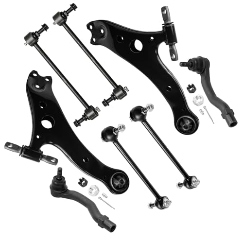 Image of Detroit Axle - 8pc End Control Arms Kit for Toyota 2001-2003 Highlander 2002-2003 Camry Lexus ES300, 2 Front Lower Control Arms Assembly 2 Outer Tie Rods 4 Rear Front Sway Bar Links Replacement
