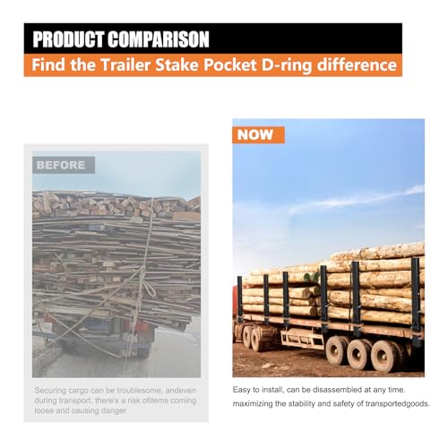 SALUINOKI 4 Pack Upgraded 30 inch Pipe Stake for Flatbed Trailer with 1/2 D Ring Welded, 30 inch Flatbed Trailer Stake Side Rail Black by SALUINOKI - Image 5