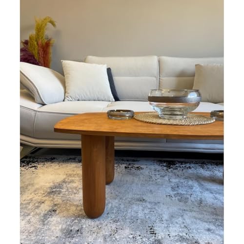 Image of Teak Wood Round Legs Coffee /Tea Table, Folding Small Table Unique Design (66X45X28 Cm), Brown