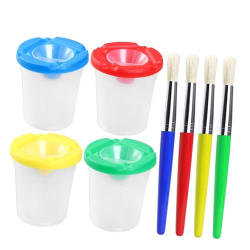 BESPORTBLE Pinceles de Pintura para Cerdas Premium y Vasos de Pigmento para Dibujo Agarre Ergonómico y Limpieza Fácil para Principiantes Desde Años
