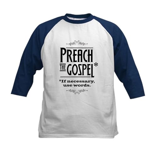 CafePress Preach The Gospel 1 Kids Baseball Jersey Kids Cotton Baseball Jersey, 3/4 Raglan Sleeve Shirt Navy/White