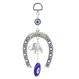 PAMINGONO Türkisches Evil Eye Elefanten Anhänger aus Glas und Legierung Leichter Schutzamulett mit Blauem Bösem Blick Hängende Dekoration für Auto Tür und Wand Handgefertigt Kompakt und