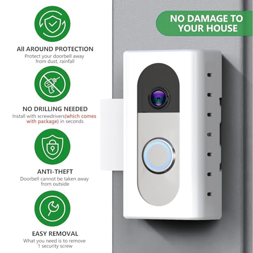 Support sonnette video anti vol sans percage pour locataire argent - 4