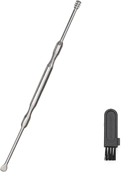 TiTo Titanium Ear Spoon with Two Ends. Titanium Earwax Remove Spoon with The polishing Surface. Never Rust. One Clean Brush Inside. Style B