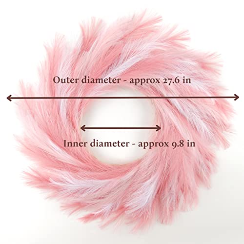 Perfnique Pampas Grass Wreath, 27\'\' Faux Pampas Wreath for Front Door, Artificial Pampas Wreath for All Seasons, Boho Wall Decor, Farmhouse Pampas Grass Garland, DIY Wreath Arrangement (Mixed-Pink)