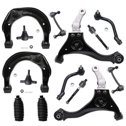 Image of Detroit Axle - 14pc Front End Suspension Kit for 2006 2007 2008 Hyundai Sonata, 2 Upper Control Arms & Ball Joints 2 Lower Control Arms 2 Lower Ball Joints 2 Sway Bars 4 Tie Rods 2 Boots Replacement